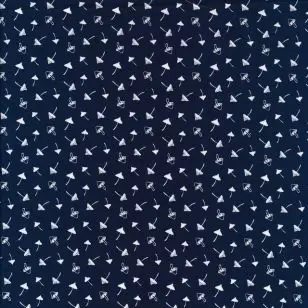 Bomuld i marine med hvide svampe - Div mønstret bomuld