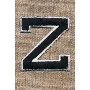 Z - Bogstaver til påstrygning i sort og hvid, 52 mm. - Motiver med bogstaver og tal