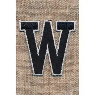 W - Bogstaver til påstrygning i sort og hvid, 52 mm. - Motiver med bogstaver og tal