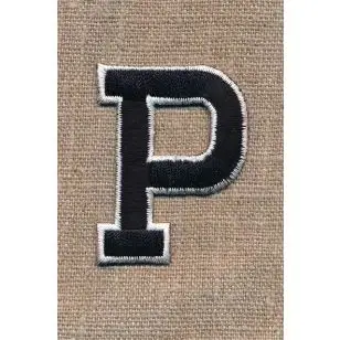 P - Bogstaver til påstrygning i sort og hvid, 52 mm. - Motiver med bogstaver og tal