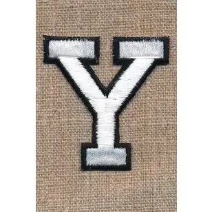 Y - Bogstaver til påstrygning i hvid og sort, 52 mm. - Motiver med bogstaver og tal