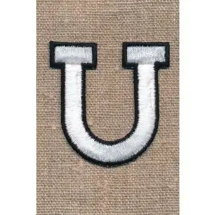 U - Bogstaver til påstrygning i hvid og sort, 52 mm. - Motiver med bogstaver og tal