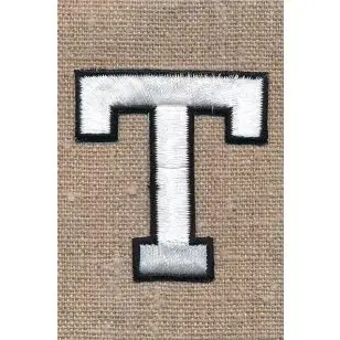 T - Bogstaver til påstrygning i hvid og sort, 52 mm. - Motiver med bogstaver og tal