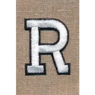 R - Bogstaver til påstrygning i hvid og sort, 52 mm. - Motiver med bogstaver og tal