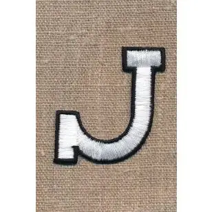 J - Bogstaver til påstrygning i hvid og sort, 52 mm. - Motiver med bogstaver og tal