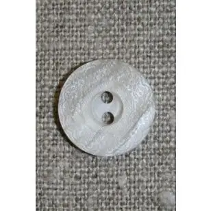 Lysegrå knap m/blonde-kant, 15 mm. - 
