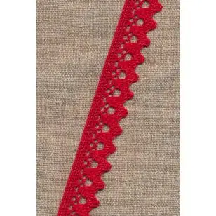 Bomulds-blonde i rød med takket kant, 20 mm. - 