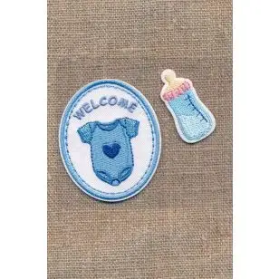 2 Strygemærke til baby i lyseblå - Drengemotiver og fodbold