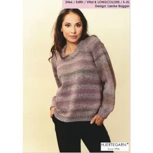 2466 Edith - Bluse i Long Colour og Vital | Hjertegarn - Strikopskrifter Dame