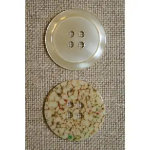 Off-white knap m/mønstret bagside - Knapper Brun, beige og off-white