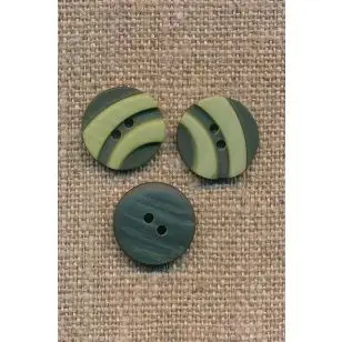 2-farvet 2-huls Knap i army og lime 15 mm. - Knapper Grøn, gul og orange