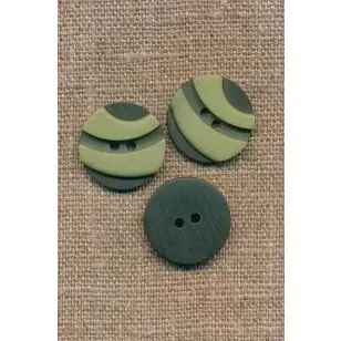 2-farvet 2-huls Knap i army og lime 20 mm. - Knapper Grøn, gul og orange