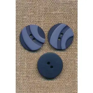 2-farvet 2-huls Knap i blå og denim 20 mm. - Knapper Blå, turkis og petrol