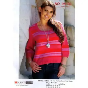 98790 Bluse m/striber & 3/4 ærme - Pind 3-3½