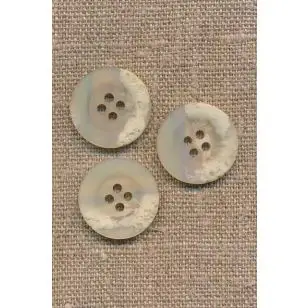 4-huls knap krakeleret sand/offwhite 20 mm. - Knapper Brun, beige og off-white