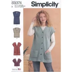 Simplicity 9374 Vest til strikstof - Simplicity mønstre