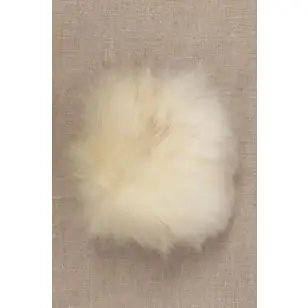 Pels-pompon i akryl i creme, 10-12 cm. - Pomponer