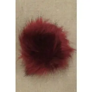 Pels-pompon i akryl i bordeaux, 9-10 cm. - Pomponer