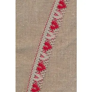 Bomulds-blonde m/hjerter 28 mm. sand/ rød - Fast blonde