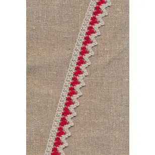 Bomulds-blonde m/takker 22 mm. i sand/ rød - Fast blonde