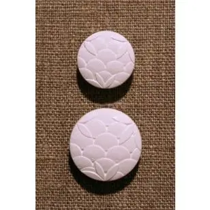 Hvid knap m/mønster, 22 mm. - Knapper Hvid, grå og sort