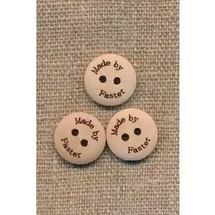 Lys træknap med teksten "Made by Faster", 15 mm. - 