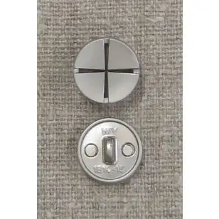 Knap i mat sølv med kryds - 15 mm. - Guld-, sølv- og metalknapper