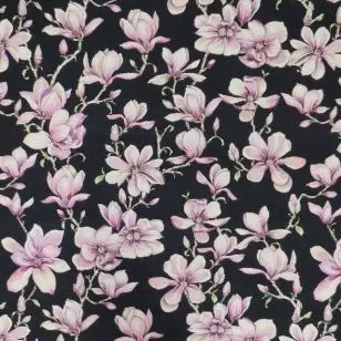 Gobelin i sort med lyserøde magnolia blomster - Gobelin