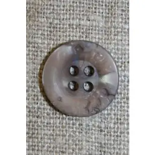 4-huls knap krakeleret lys grå-brun, 15 mm. - Knapper Brun, beige og off-white