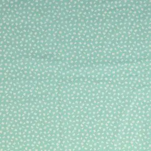 Bomuld i aqua med små hvide sommerfugle - Bomuld med dyr