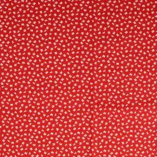 Bomuld i rød med små hvide sommerfugle - Bomuld med dyr