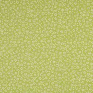 Blomstret bæk & bølge i lys lime og hvid - Tilbud metervare