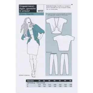 Onion 6022 Vingeærmecardigan, gamacher til strikstof - Jakke, anorak og cardigan