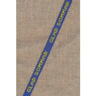 Bånd "Glad Sommar" i klar blå og gul, 11 mm. - Div. bånd