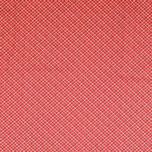 Bomuld med skrå striber i rød og hvid. - Stribet bomuld