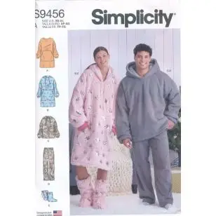 Simplicity 9456 Hyggesæt og hyggestøvler til dame og mand. - Nattøj, Homewear og Undertøj