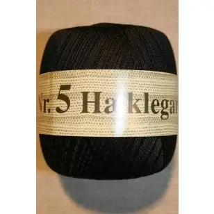 Nr. 5 Hæklegarn, sort - P: 2 -  Hæklegarn Nr. 5