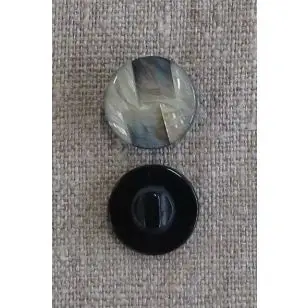 Rund knap i offwhite/grågrøn med struktur, 18 mm - Knapper Grøn, gul og orange