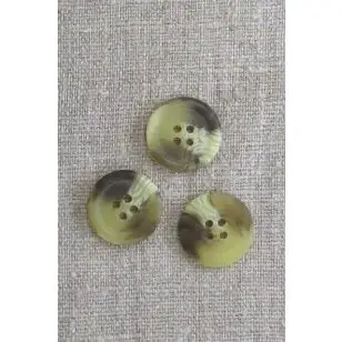 4-huls knap i khaki/brun/offwhite meleret 20 mm. - Knapper Grøn, gul og orange