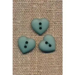 Hjerte knap i støvet grøn, 12 mm. - Knapper Grøn, gul og orange