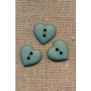 Hjerte knap i støvet grøn, 15 mm. - Knapper Grøn, gul og orange