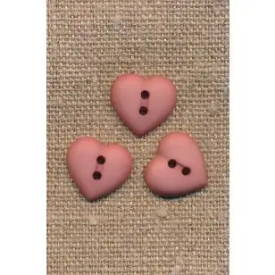 Hjerte knap i gammelrosa, 15 mm. - Knapper Rød/lyserød/lilla