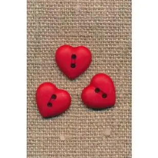 Hjerte knap i rød, 12 mm. - Knapper Rød/lyserød/lilla