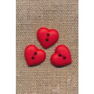Hjerte knap i rød, 15 mm. - Knapper Rød/lyserød/lilla