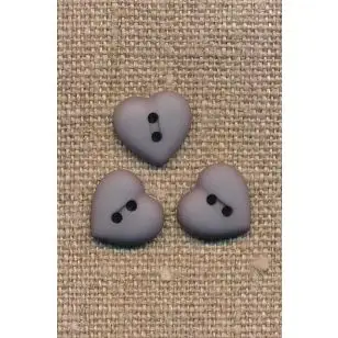 Hjerte knap i grå, 12 mm. - Knapper Rød/lyserød/lilla