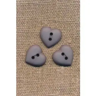 Hjerte knap i grå, 15 mm. - Knapper Rød/lyserød/lilla