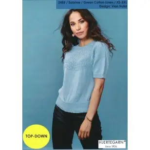2455 Sabrina - Kortærmet bluse Top-Down - Strikopskrifter Dame