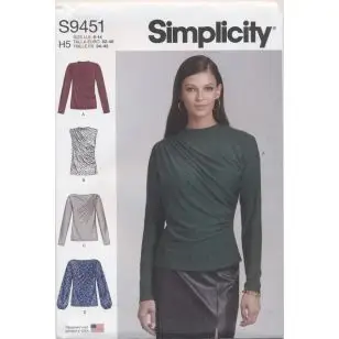 Simplicity 9451 Bluse med drapering til strik stof - Simplicity mønstre