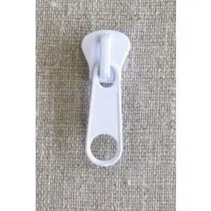 Lynlås-skyder i hvid 8 mm. - Lynlåse fast / Ikke delbar