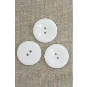 2-huls knap i hvid, 30 mm. - Knapper Hvid, grå og sort